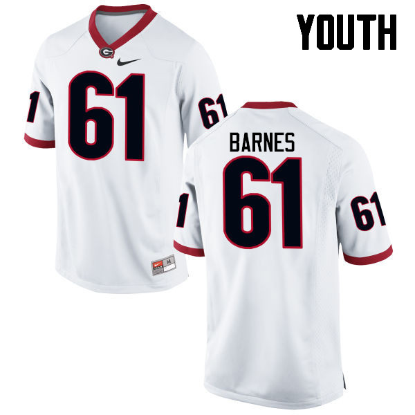 Youth Georgia Bulldogs #61 Chris Barnes College Football Jerseys-White